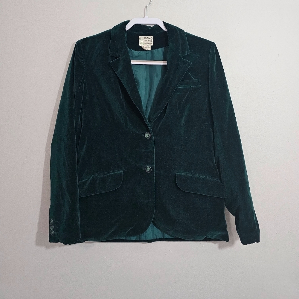 Vintage Butterfly Green Velveteen Jacket